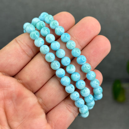 Natural Larimar Bracelet Size 6.5 mm
