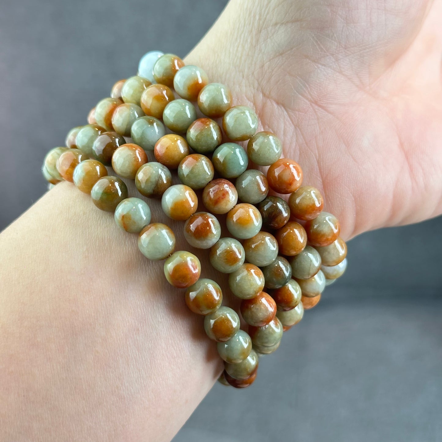 Natural Orange Red Jadeite Jade Bracelet Size 7.8 mm