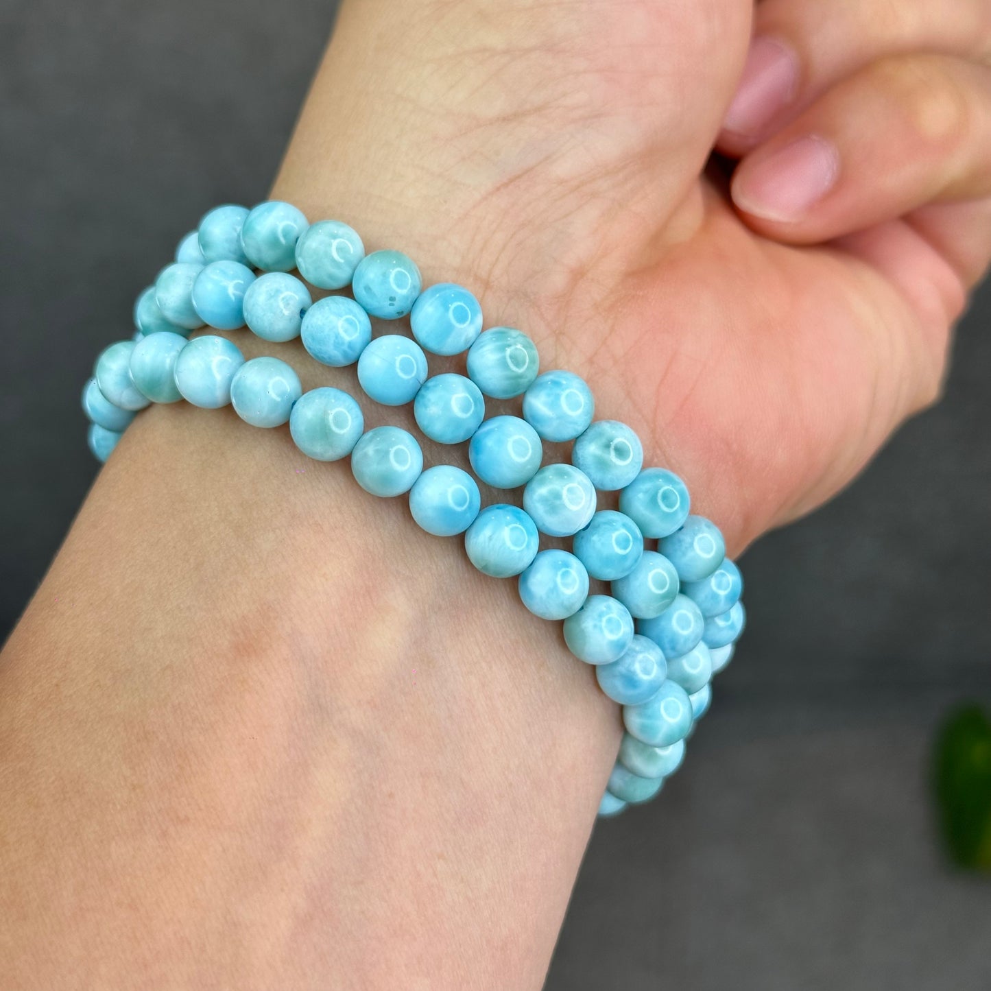 Natural Larimar Bracelet Size 6.5 mm