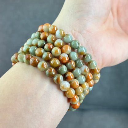 Natural Orange Red Jadeite Jade Bracelet Size 7.8 mm