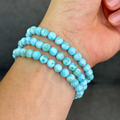 Natural Larimar Bracelet Size 6.5 mm