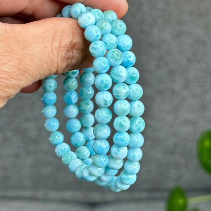 Natural Larimar Bracelet Size 6.5 mm