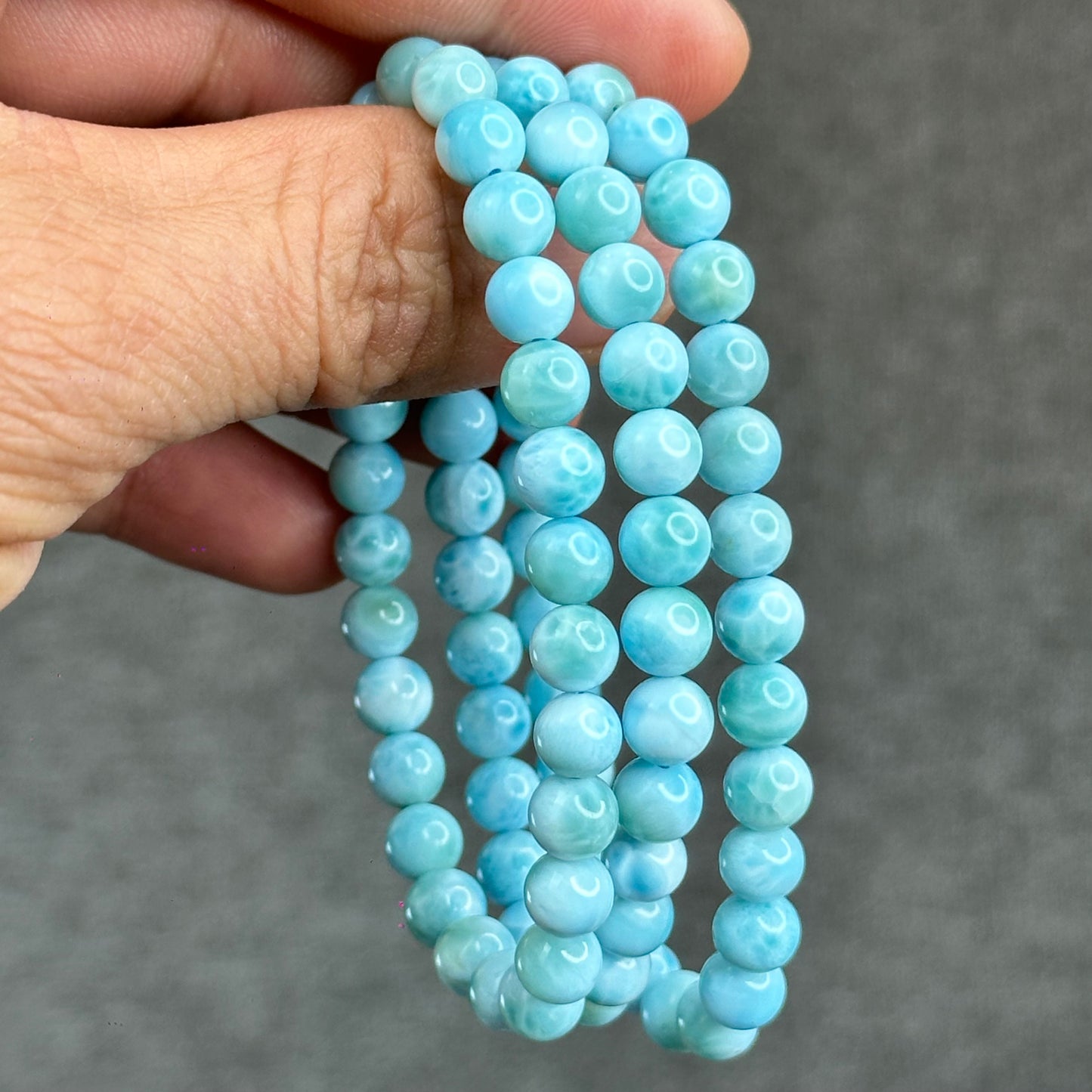 Natural Larimar Bracelet Size 6.5 mm