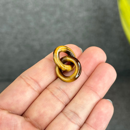 Natural Yellow Tiger Eye Circle Interlock Charm