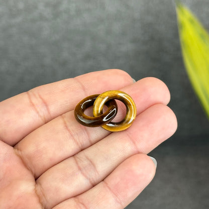 Natural Yellow Tiger Eye Circle Interlock Charm