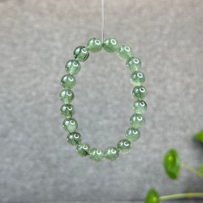 Natural Green Rutilated Quartz Bracelet Size 9.5 mm