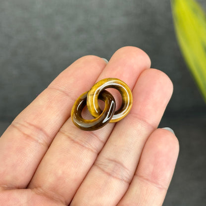 Natural Yellow Tiger Eye Circle Interlock Charm