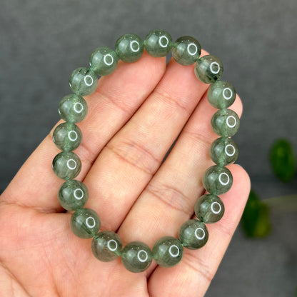 Natural Green Rutilated Quartz Bracelet Size 9.5 mm