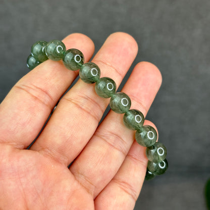 Natural Green Rutilated Quartz Bracelet Size 9.5 mm