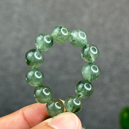 Natural Green Rutilated Quartz Bracelet Size 9.5 mm