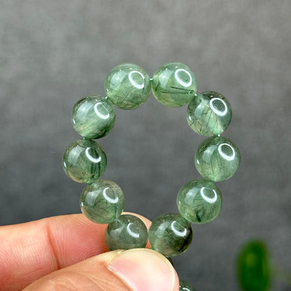 Natural Green Rutilated Quartz Bracelet Size 9.5 mm