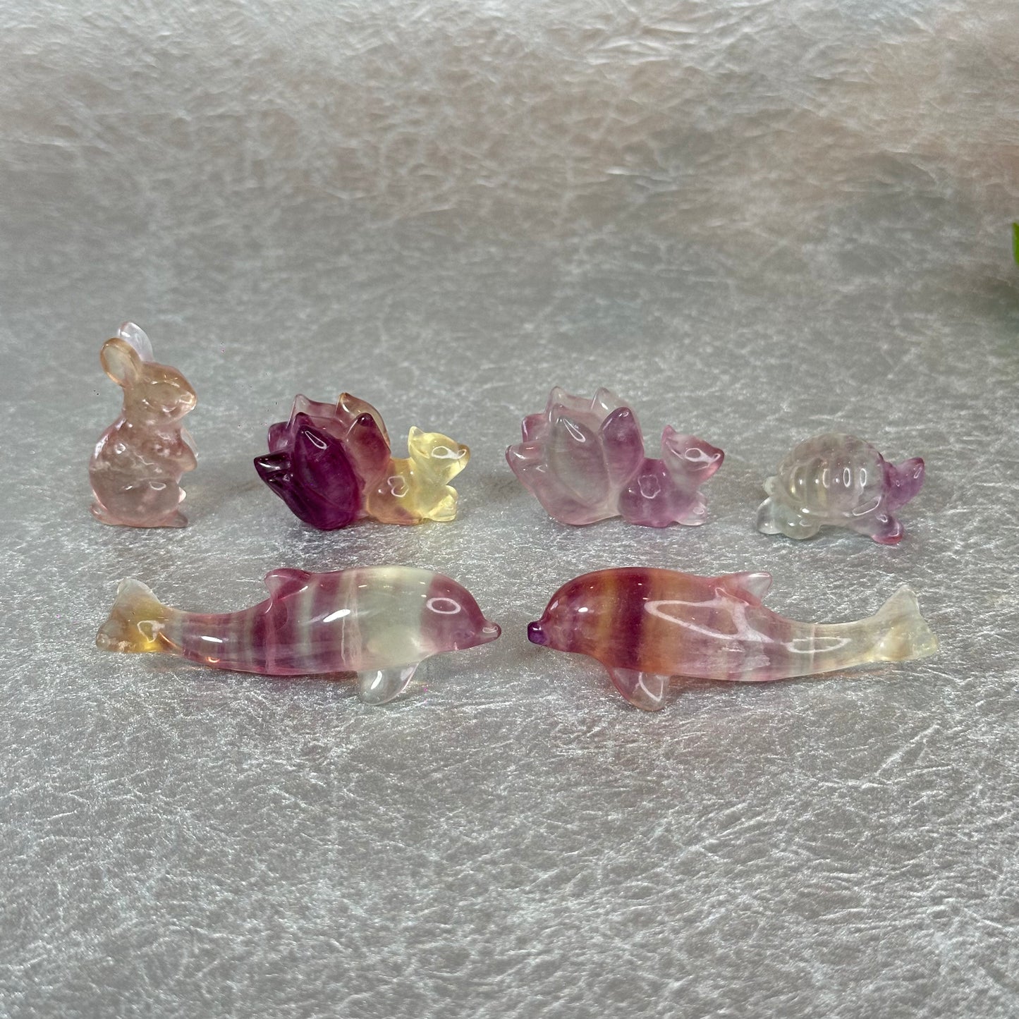 Natural Flourite Nine Tail Fox Figurine