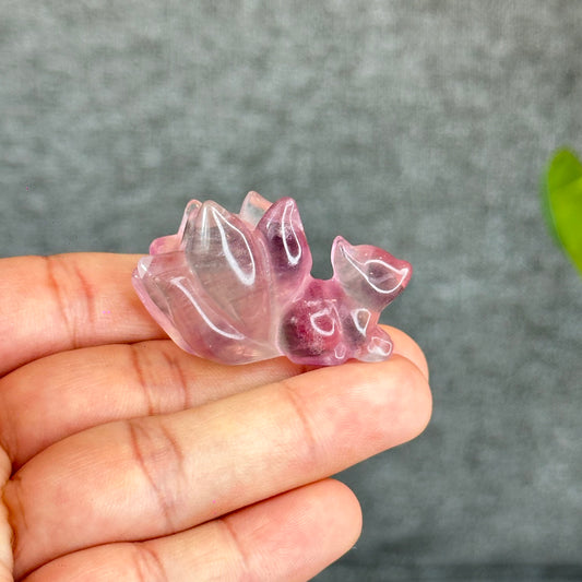 Natural Flourite Nine Tail Fox Figurine