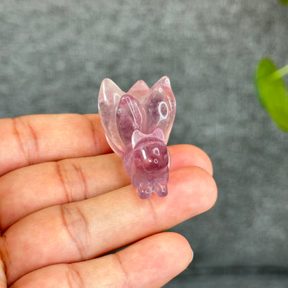 Natural Flourite Nine Tail Fox Figurine