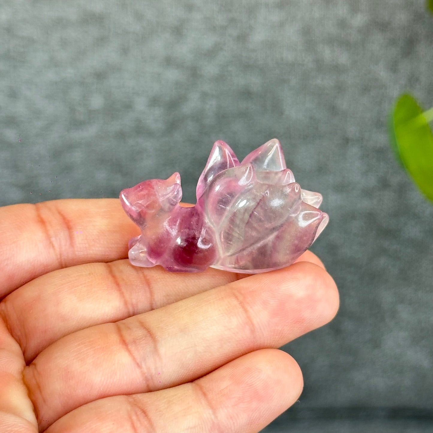 Natural Flourite Nine Tail Fox Figurine