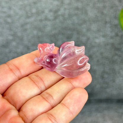 Natural Flourite Nine Tail Fox Figurine
