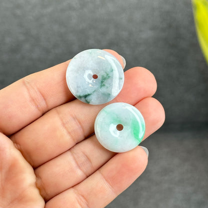 Natural Semi-Translucent Moss Green Floating Flower Jadeite Jade Donut