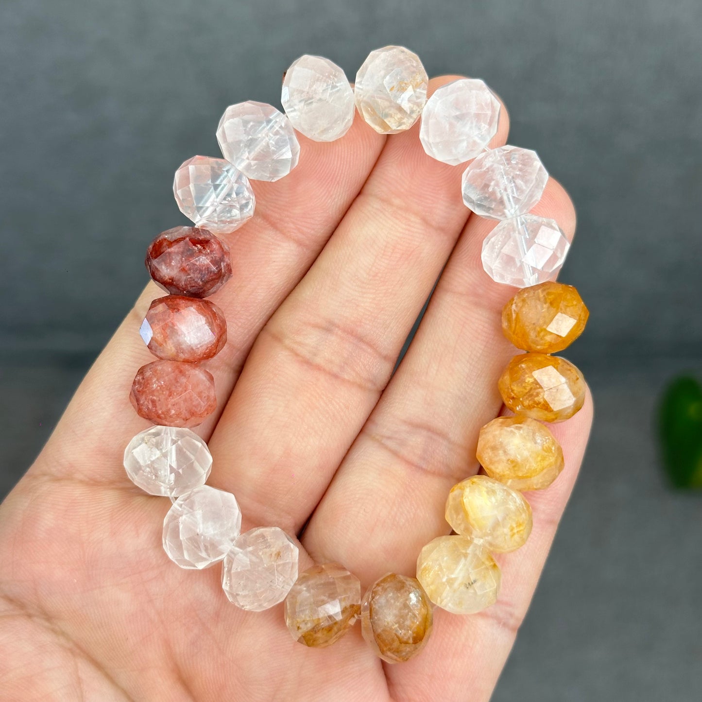 Natural Gradiant Colour Golden Healer Faceted Bracelet