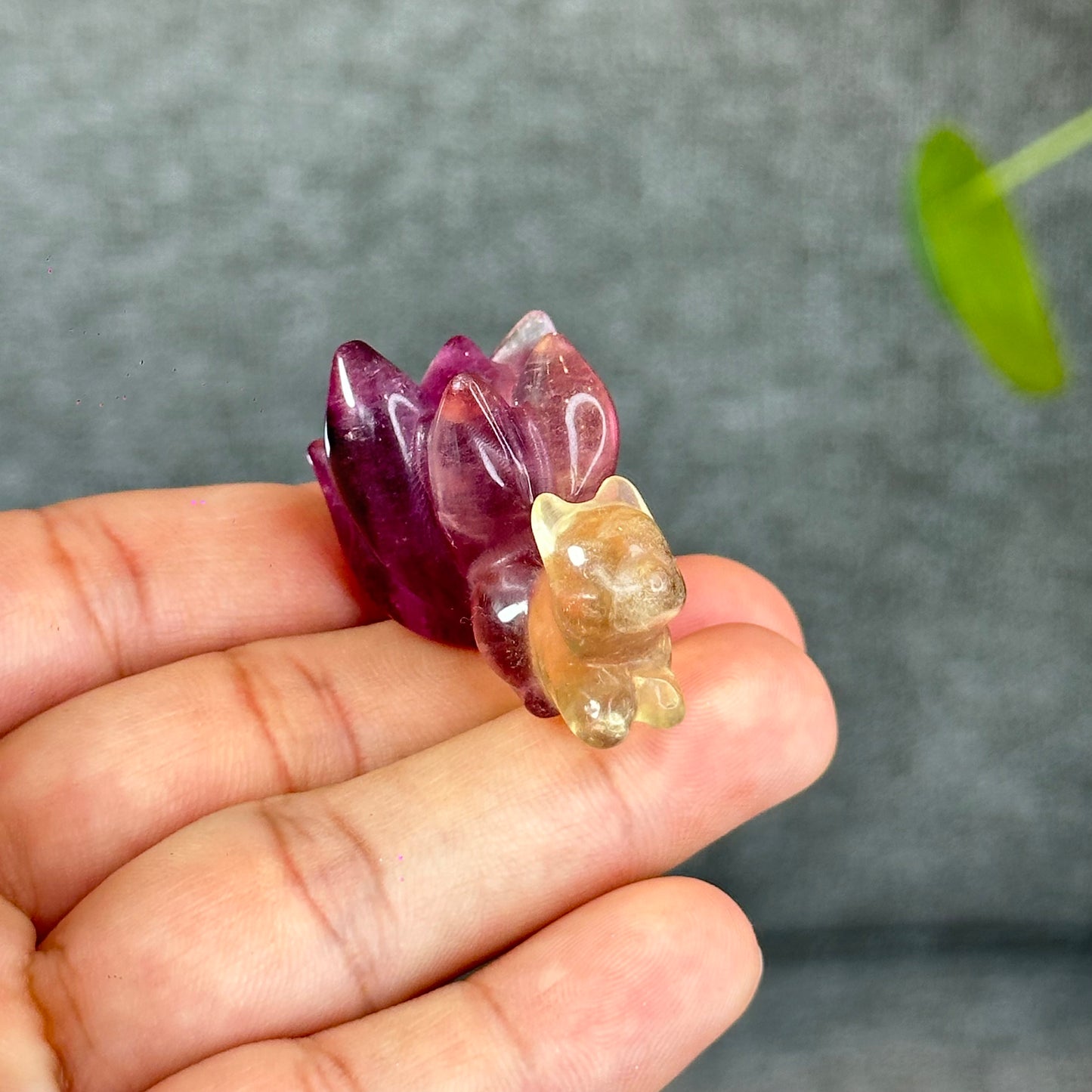 Natural Flourite Nine Tail Fox Figurine