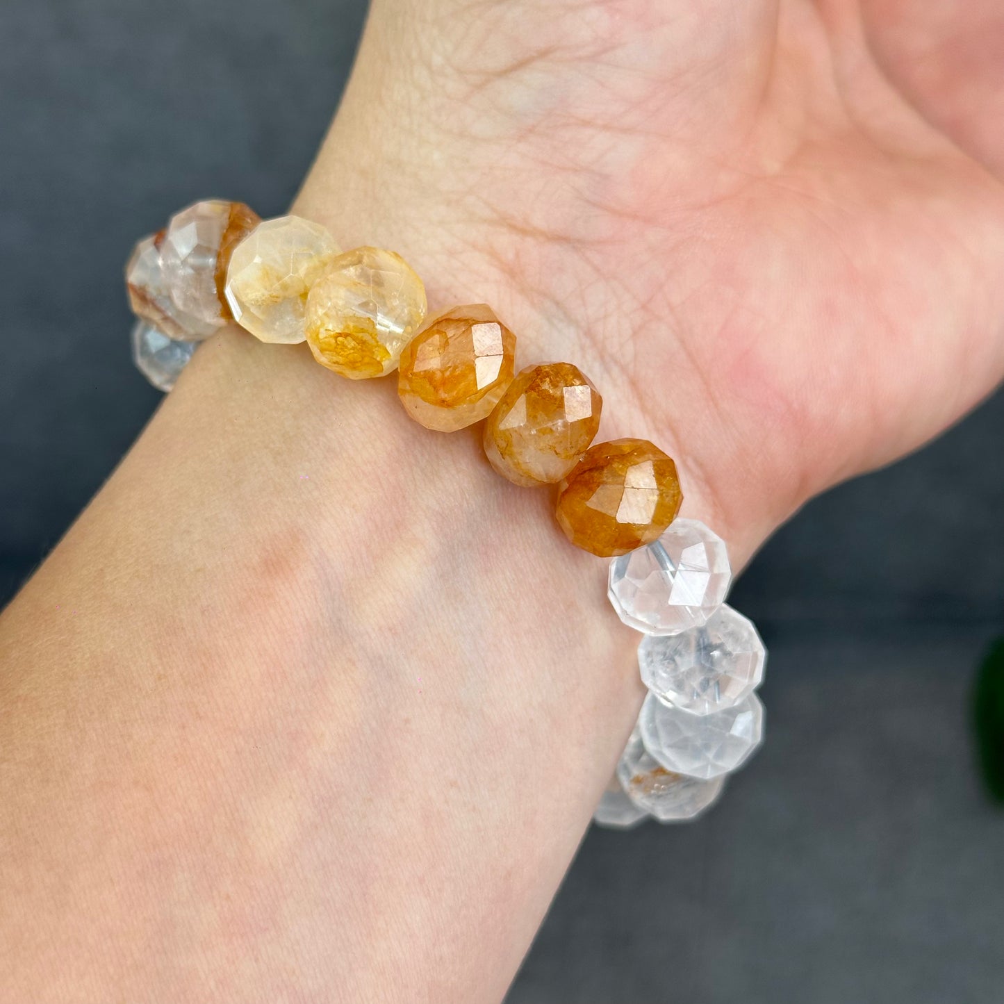 Natural Gradiant Colour Golden Healer Faceted Bracelet