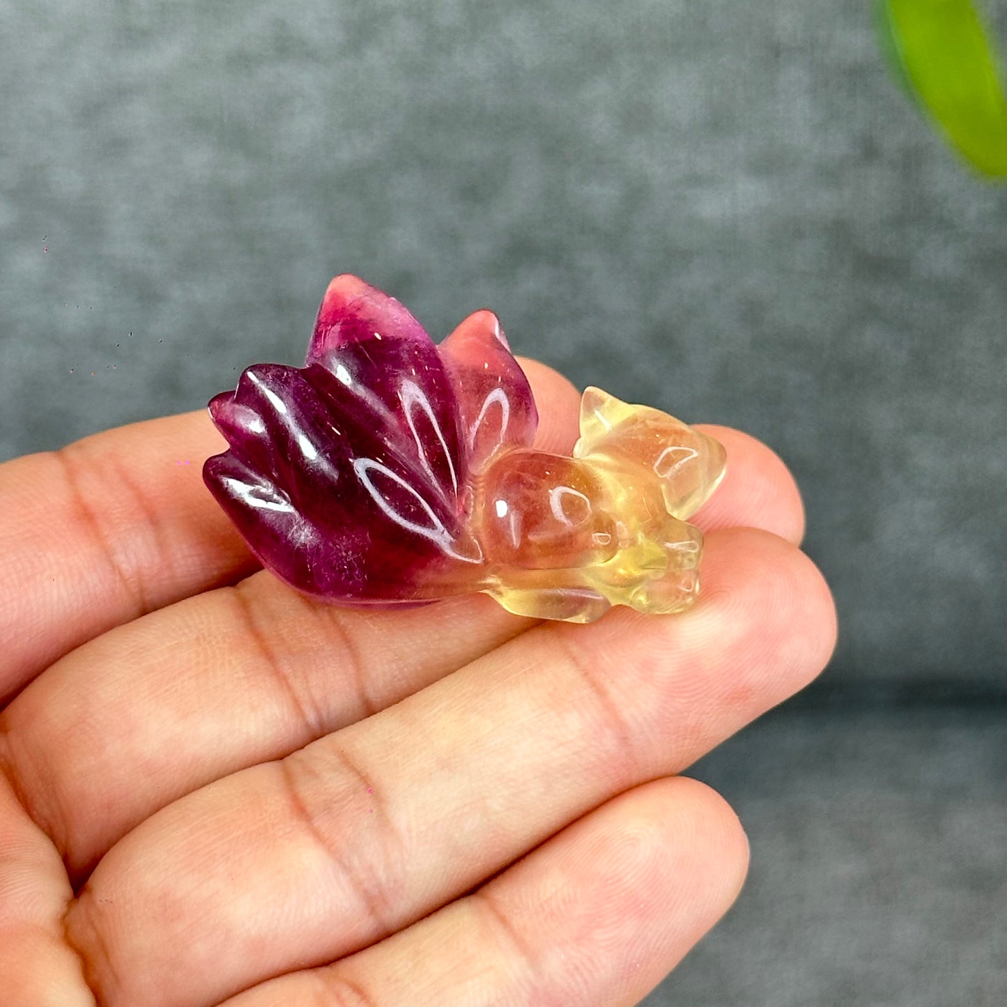Natural Flourite Nine Tail Fox Figurine