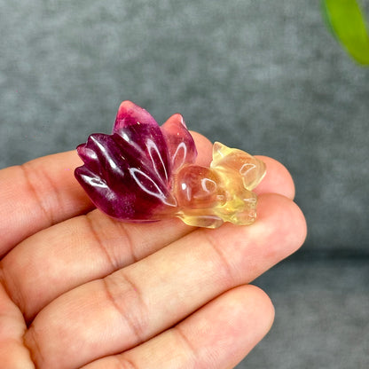 Natural Flourite Nine Tail Fox Figurine