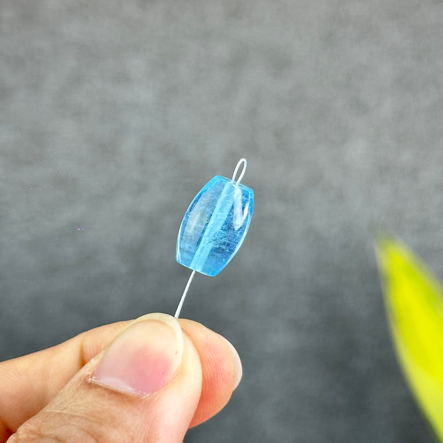 Natural Blue Aquamarine Barrel  Charm