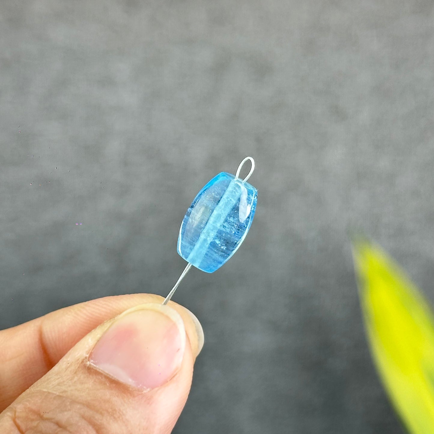 Natural Blue Aquamarine Barrel  Charm