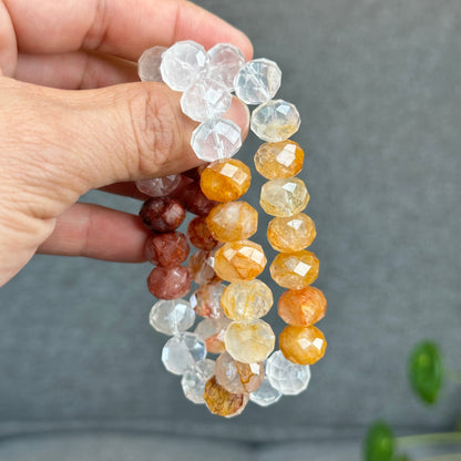 Natural Gradiant Colour Golden Healer Faceted Bracelet