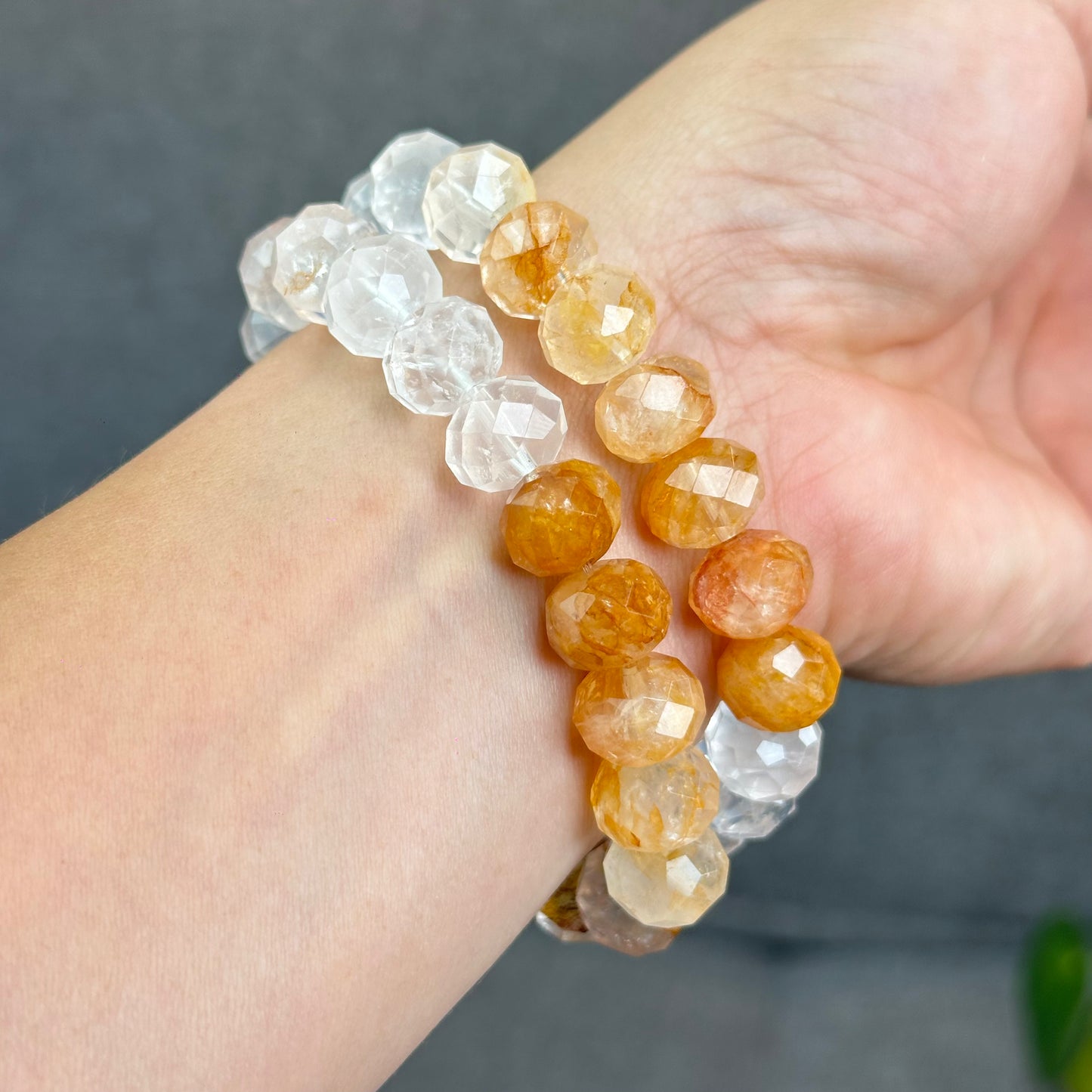 Natural Gradiant Colour Golden Healer Faceted Bracelet
