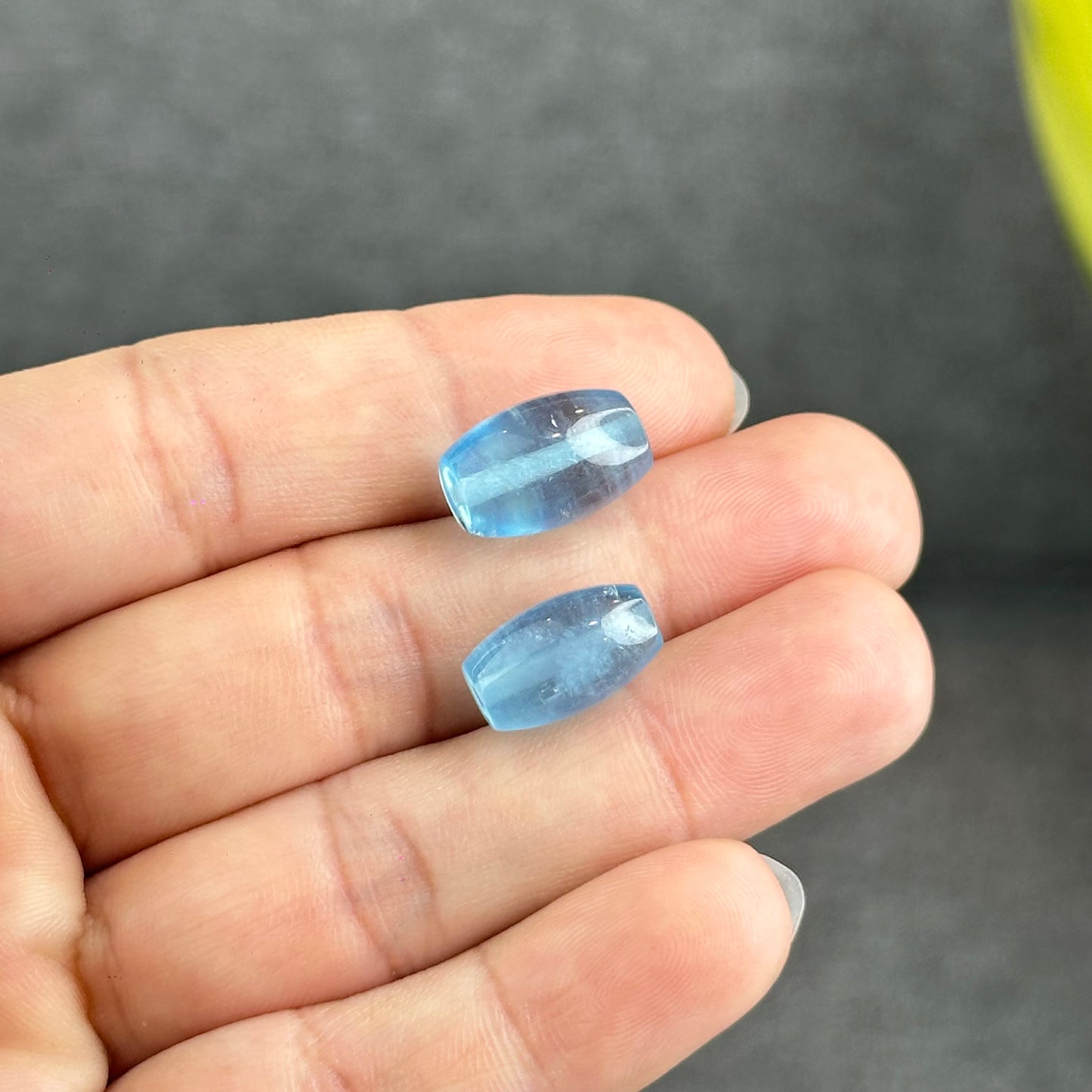 Natural Blue Aquamarine Barrel  Charm