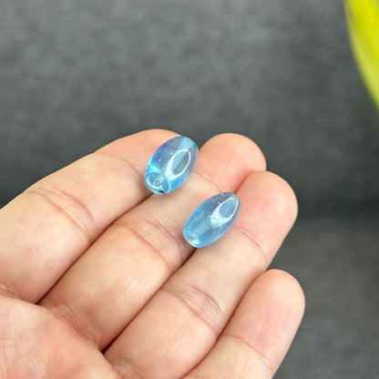 Natural Blue Aquamarine Barrel  Charm