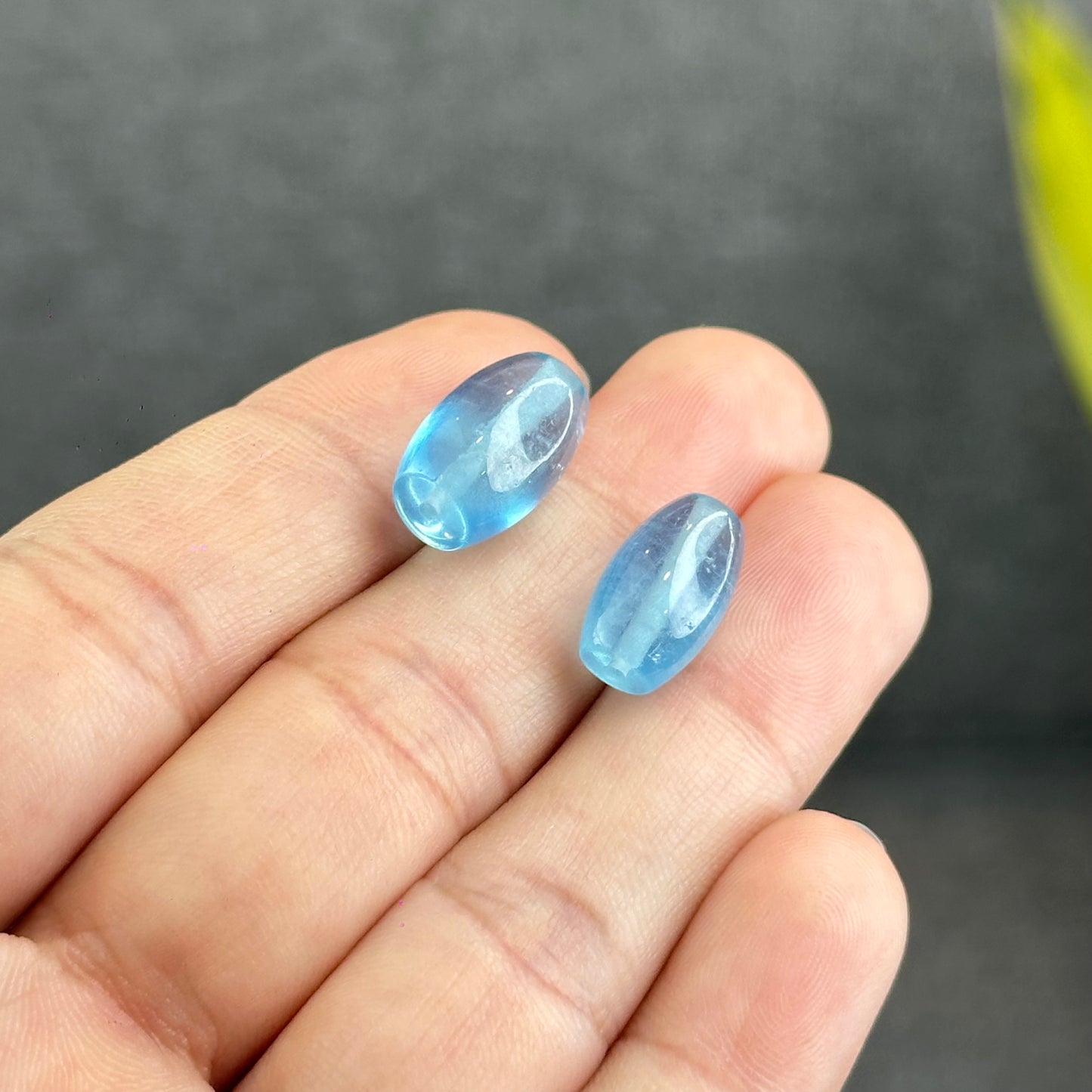 Natural Blue Aquamarine Barrel  Charm