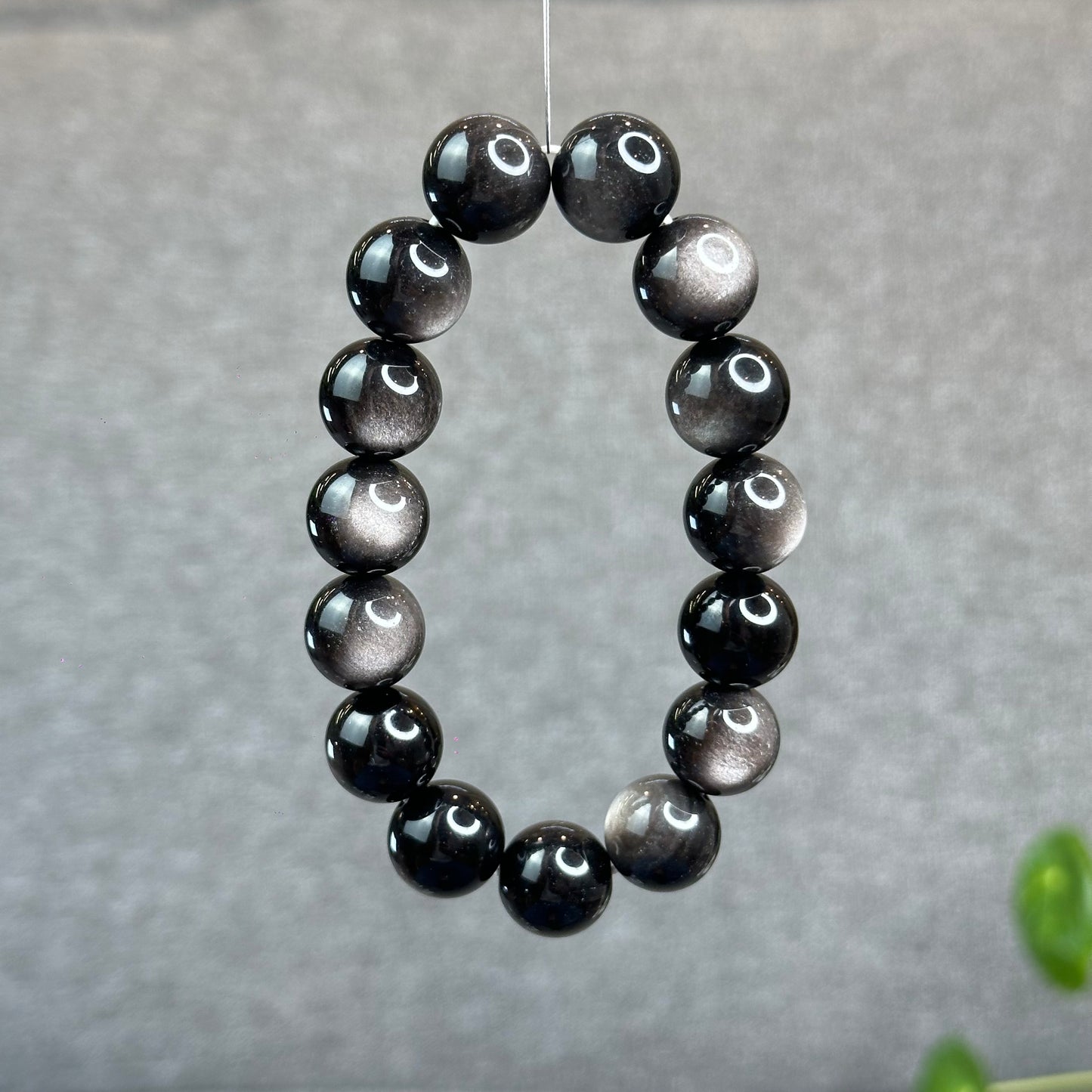 Natural Silver Obsidian Bracelet Size 14 mm