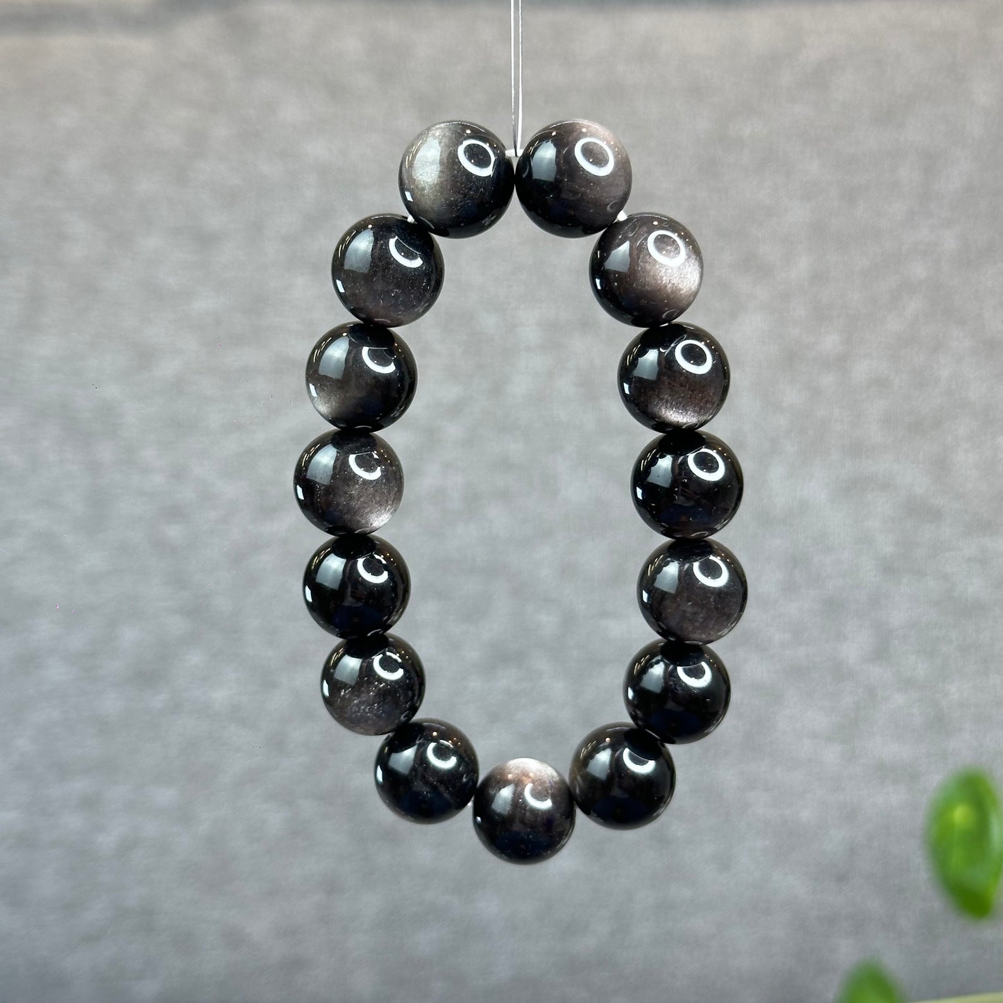 Natural Silver Obsidian Bracelet Size 14 mm
