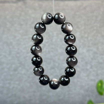 Natural Silver Obsidian Bracelet Size 14 mm