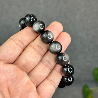 Natural Silver Obsidian Bracelet Size 14 mm