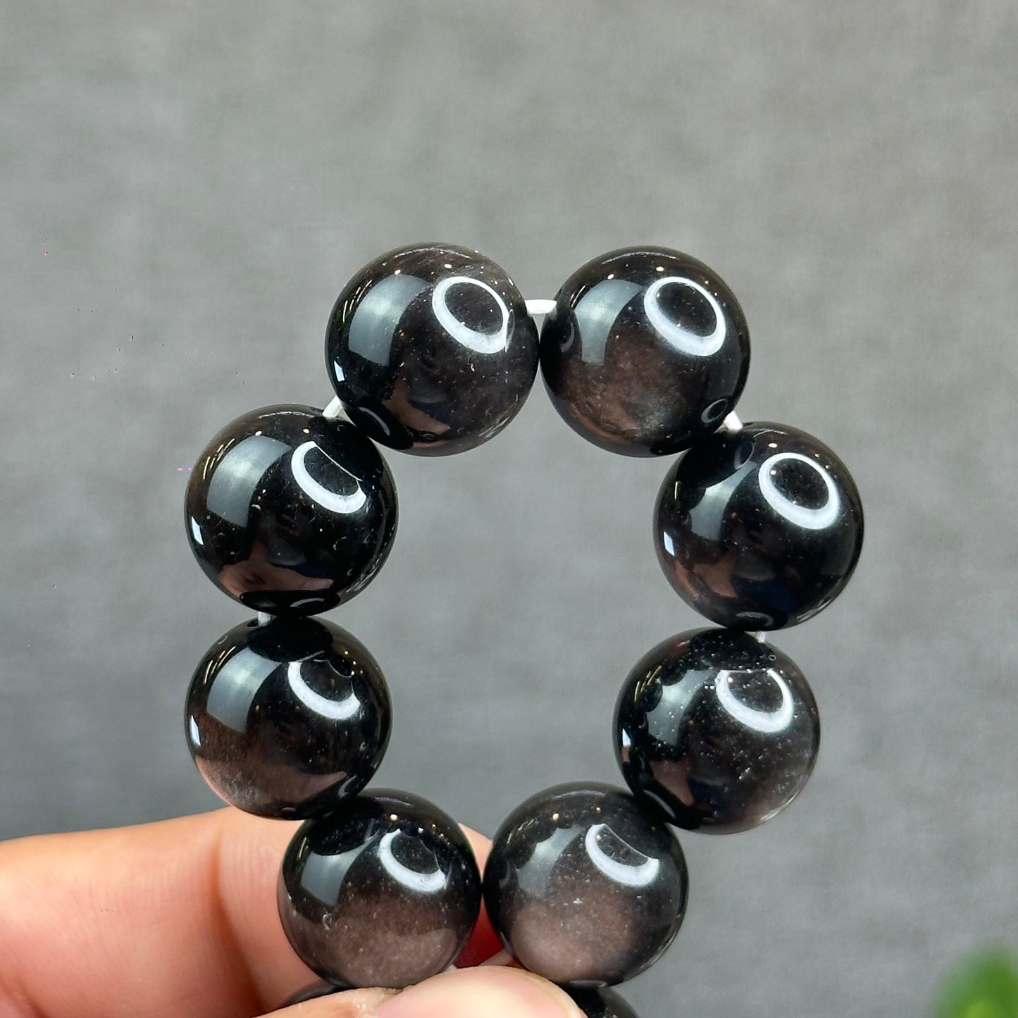 Natural Silver Obsidian Bracelet Size 14 mm