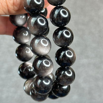 Natural Silver Obsidian Bracelet Size 14 mm