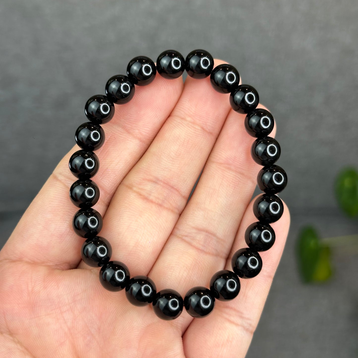 Natural Black Obsidian Bracelet Size 8.3 mm