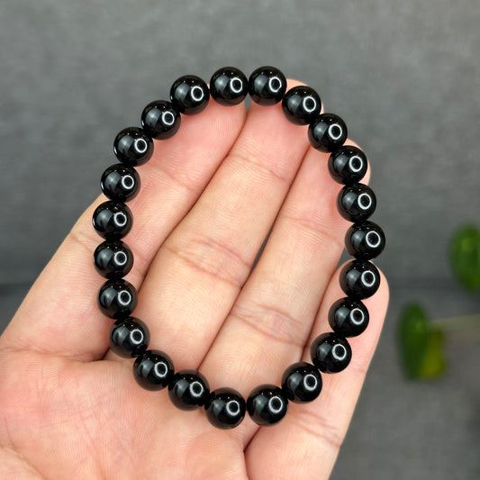 Natural Black Obsidian Bracelet Size 8.3 mm