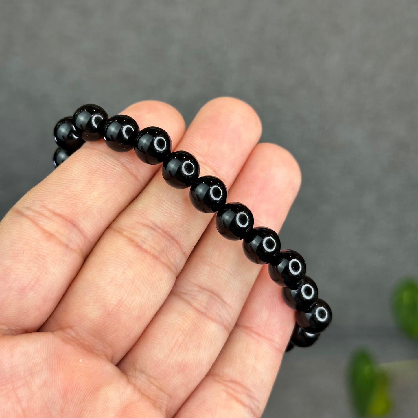 Natural Black Obsidian Bracelet Size 8.3 mm