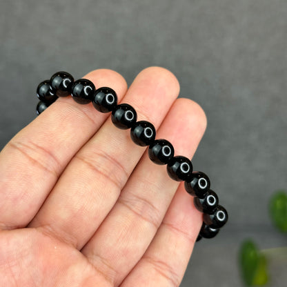 Natural Black Obsidian Bracelet Size 8.3 mm