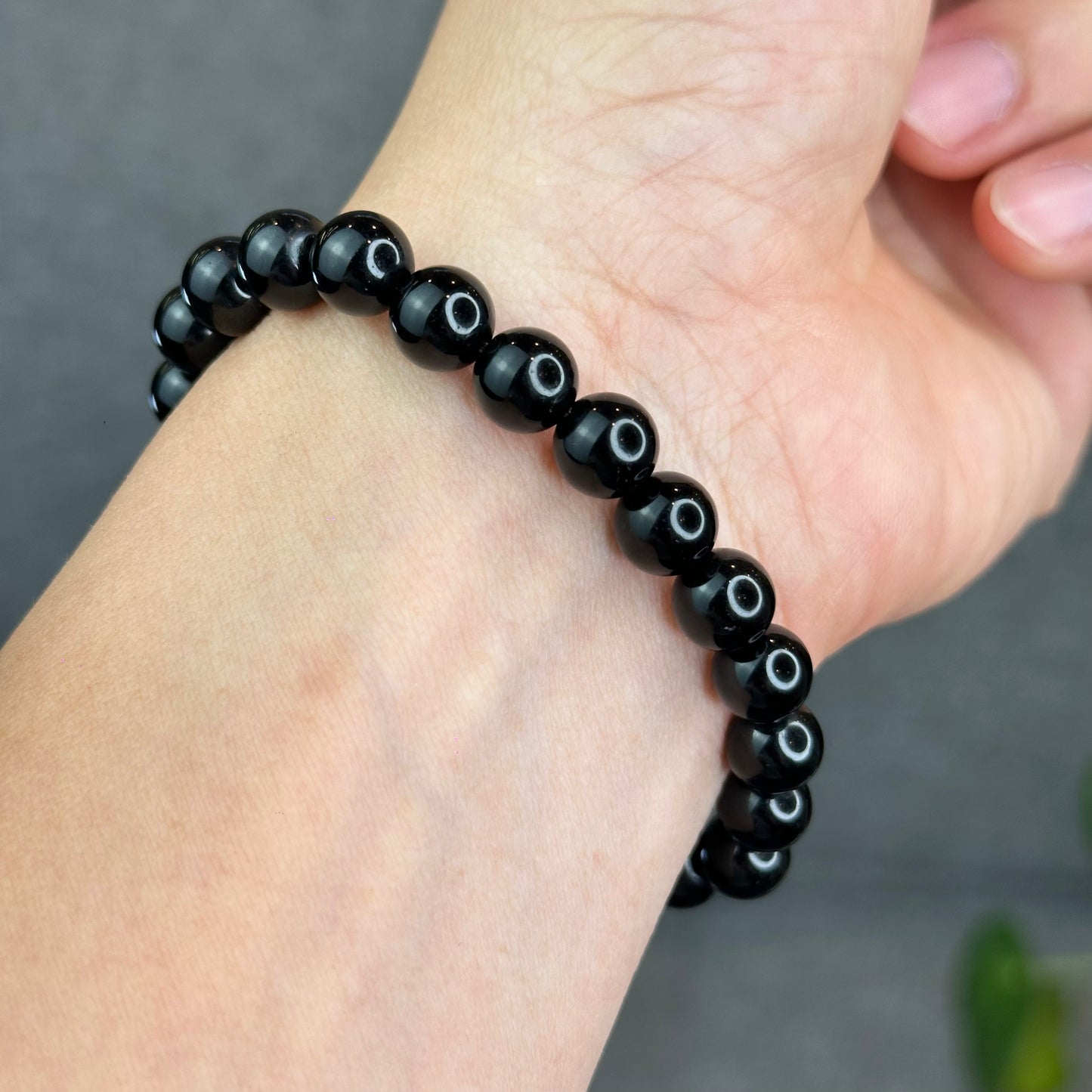 Natural Black Obsidian Bracelet Size 8.3 mm