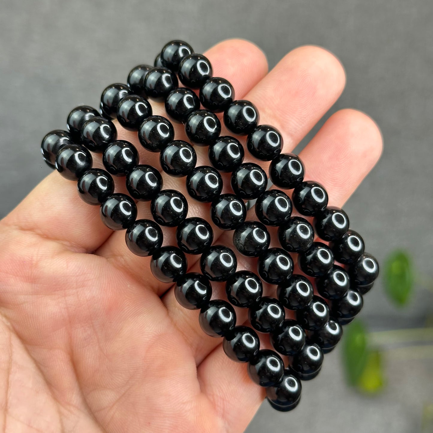 Natural Black Obsidian Bracelet Size 8.3 mm