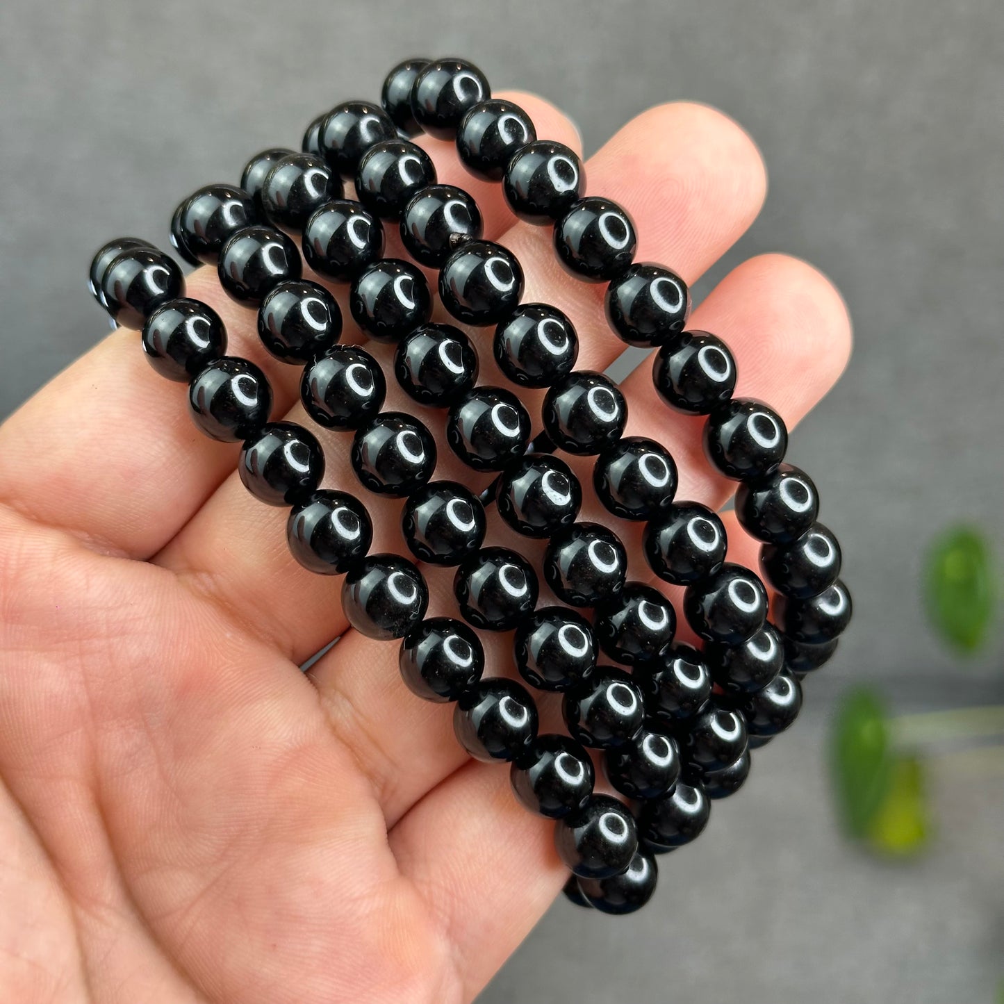 Natural Black Obsidian Bracelet Size 8.3 mm