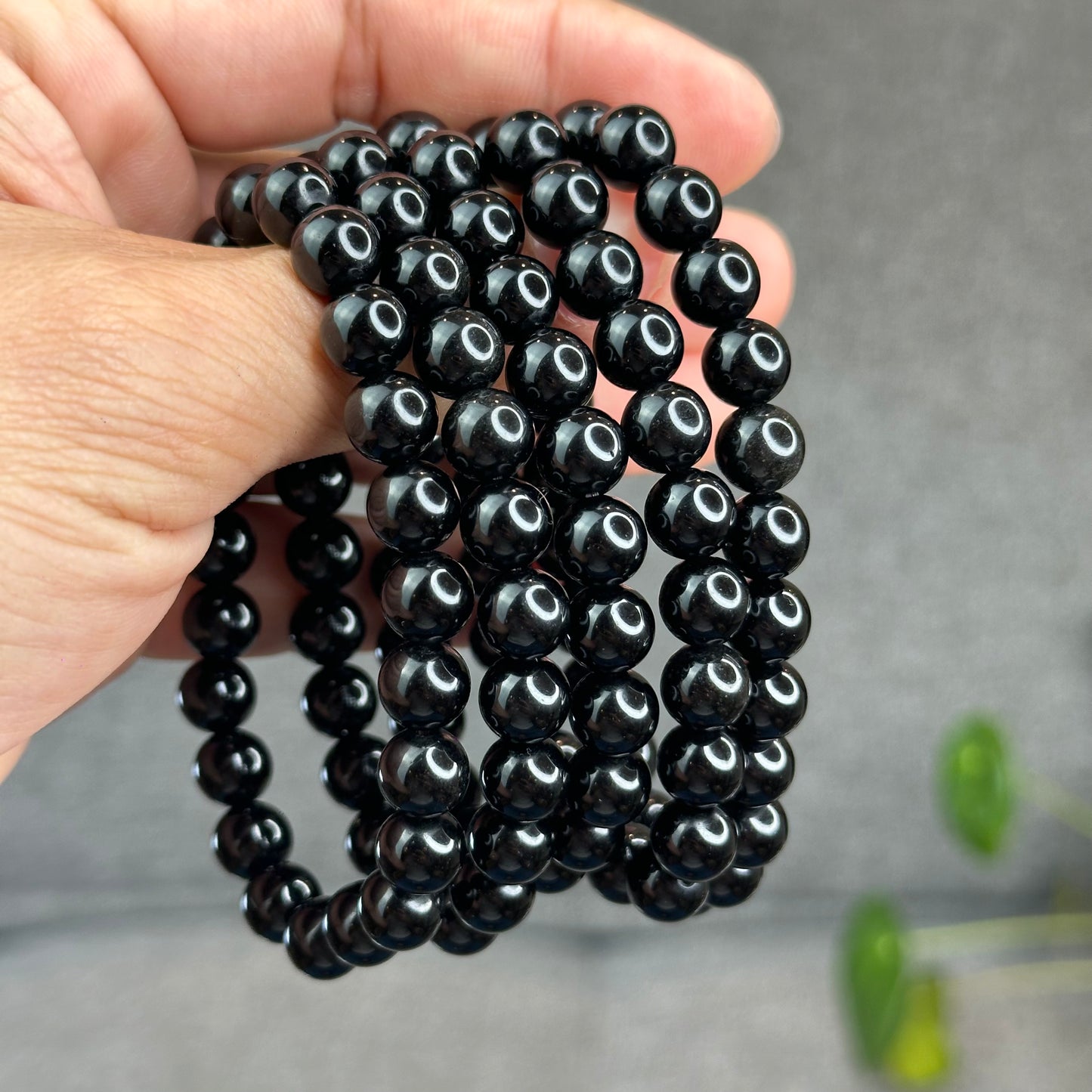 Natural Black Obsidian Bracelet Size 8.3 mm