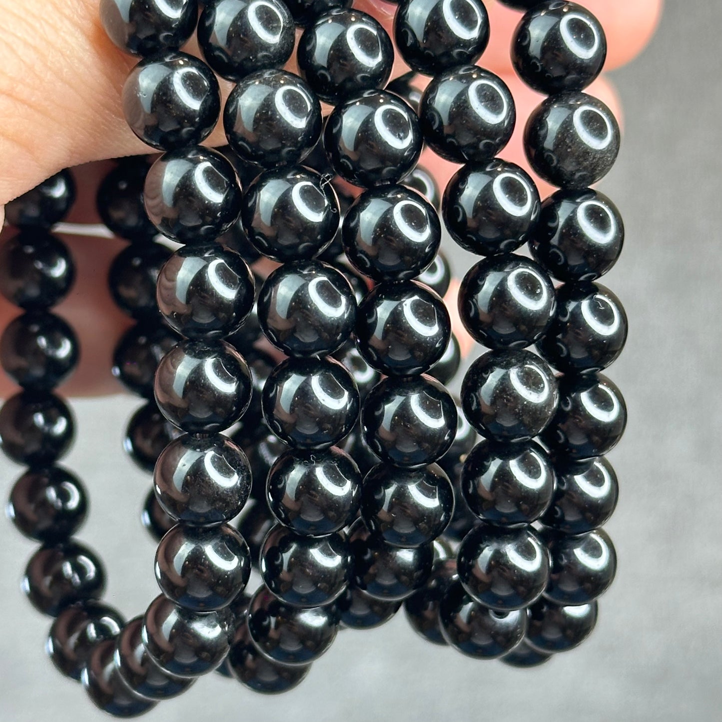 Natural Black Obsidian Bracelet Size 8.3 mm