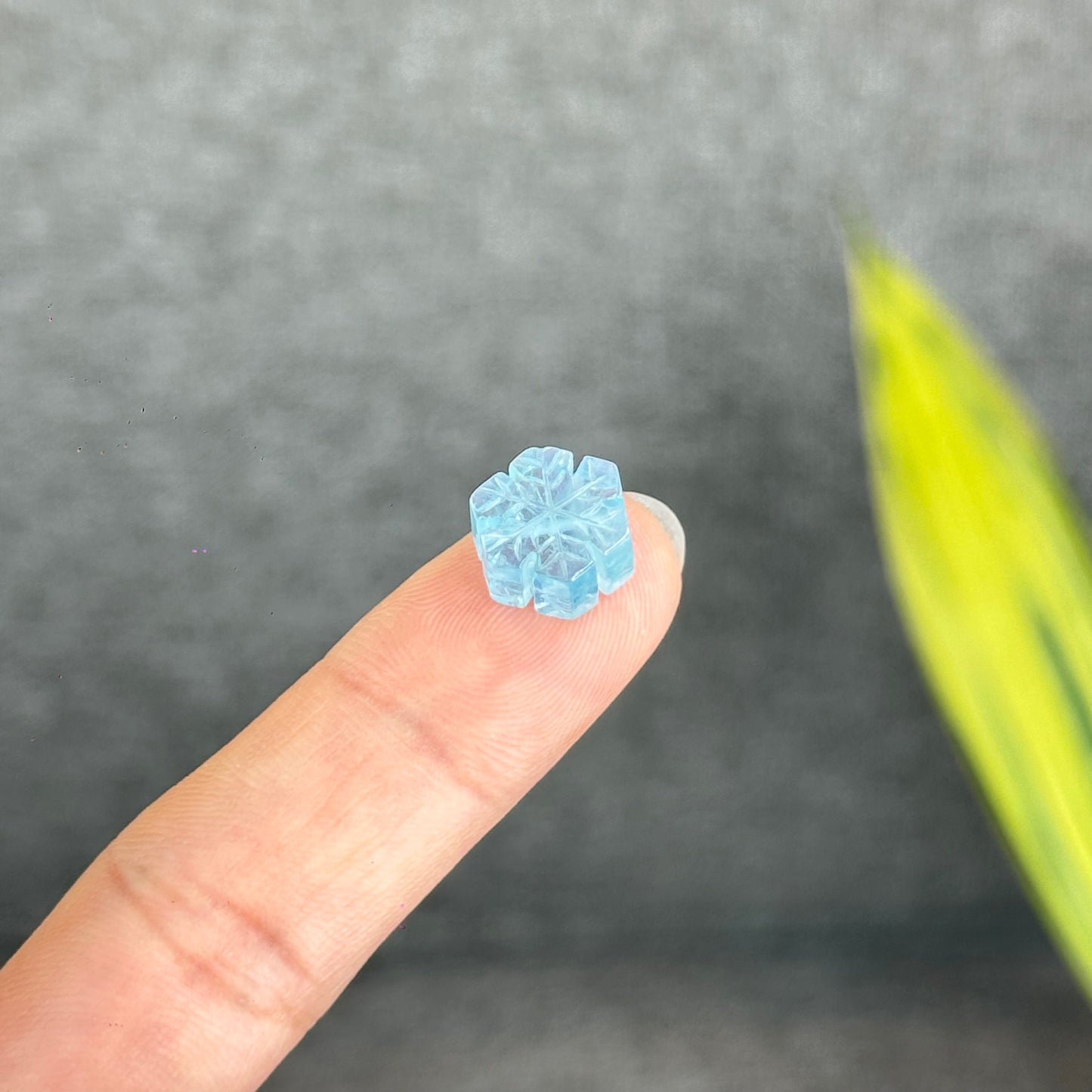 Natural Blue Aquamarine Snowflake Charm