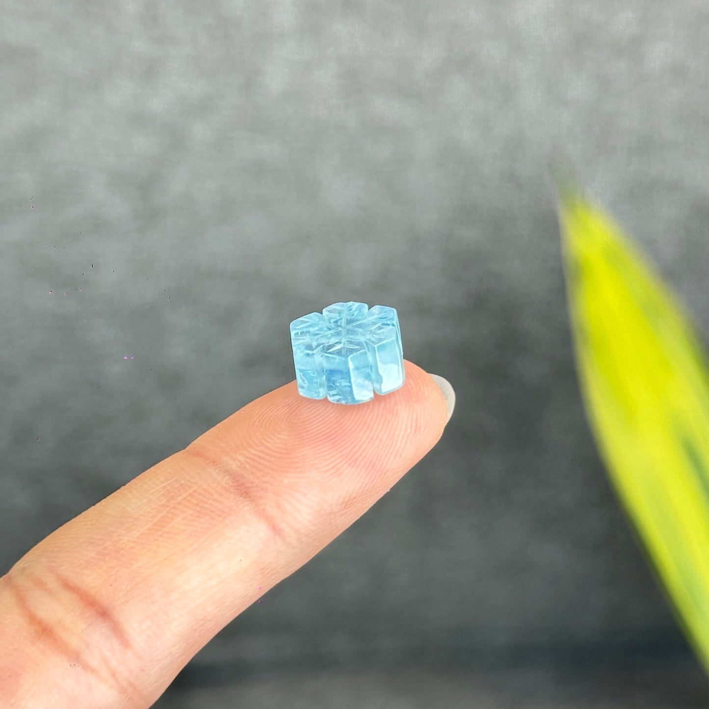 Natural Blue Aquamarine Snowflake Charm